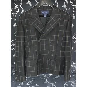 Ralph Ralph Lauren Black Windowpane Double breasted Blazer Jacket Size 10